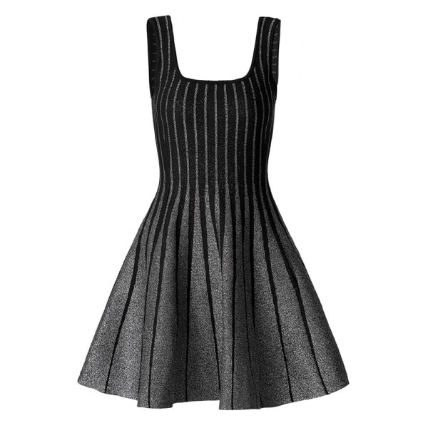 Sparkly Stripes A Line Dress Black