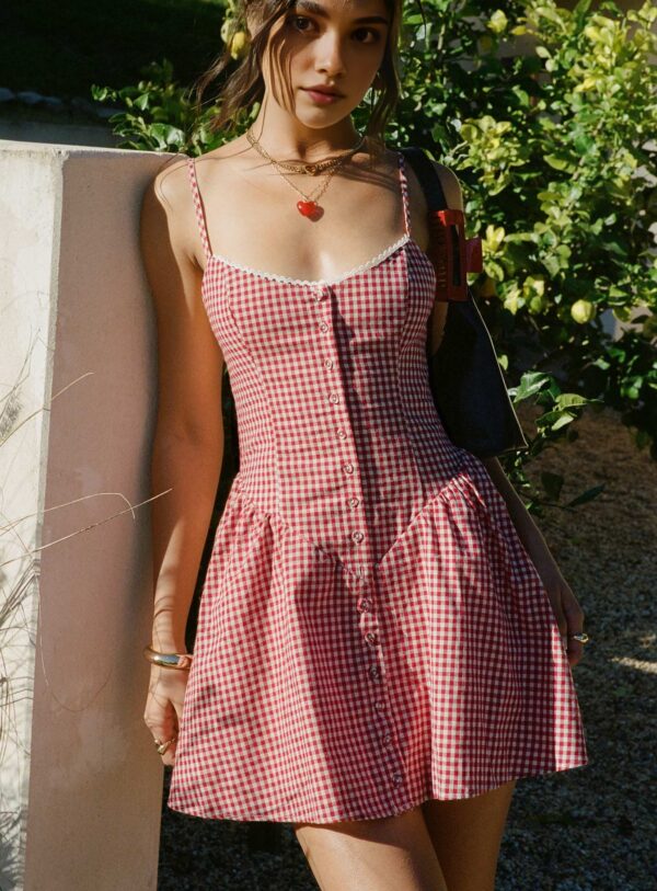 Toulouse mini dress red gingham red gingham